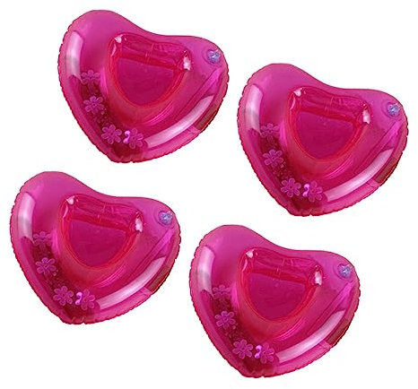 VICASKY 4 Stück Aufblasbare Herz Trinkbecherhalter PVC Schwimmend Sommer Party Strand Getränkehalter