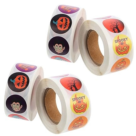 UPKOCH 4rollen Halloween Aufkleber Karikatur Etiketten Für Umschläge Geschenkverpackungen Trick-Treat-tüten Selbstklebende Dekorationen Für Halloween-feiern