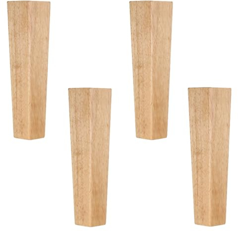 SCREENKART 4 Stück Möbelfüße Eiche Holz Eckig Tischbeine Schrank Füße Rutschfest und Stabil, Mit Montageplatten und Antirutschmatte Filz, Für Sofa Bett Couch Stuhl