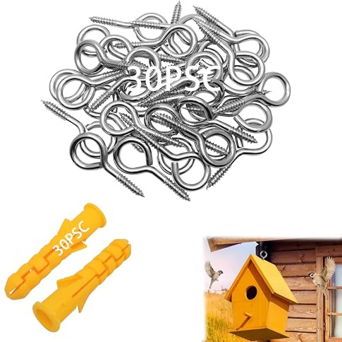 KEPYATI 30 Piccoli Occhielli A Vite Ganci Viti Autofilettanti Per Occhiello In Legno,Bottiglie Superiori In Sughero,Gioielli Fai Da Te, Acciaio Al Carbonio Con Nichelato