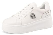 QUEEN HELENA Sneakers Platform Sneakers med Strass Kvinnor X31-11, Vit, 36 EU