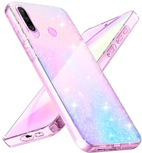 Eherui Glitzer Hülle für Huawei P30 Lite, Transparent Handyhülle Bling Weiche TPU Silikon Stoßfest Kratzfest Schutzhülle für Frauen und Mädchen für Huawei P30 Lite, Durchsichtig