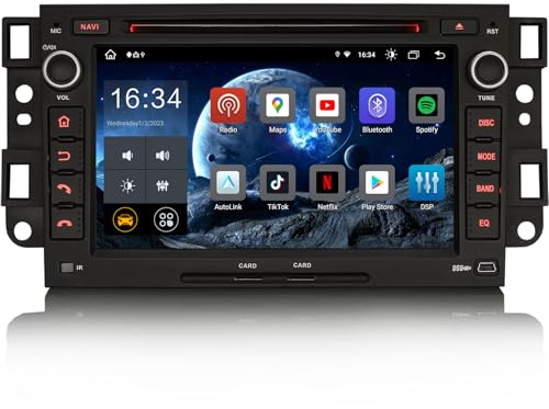 Erisin 7 Pulgadas 8-Núcleo 4GB+64GB Android 14 Radio Coche GPS Navegación para Chevrolet Aveo Captiva Epica Autoradio Bluetooth Soporte CarPlay Android Auto DSP WiFi Dab+ USB CD OBD2 Pantalla táctil