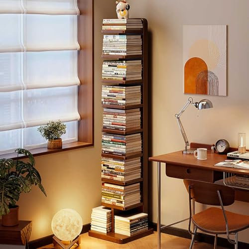 HARELA 9 Ebenen Vertikales Bücherregal Bücherturm, Standregal Regal In Schmaler Leiterform, Holz Display Regal, Eckregal, Bodenstehende Bücherregale Für Schlafzimmer, Wohnzimmer, Büro
