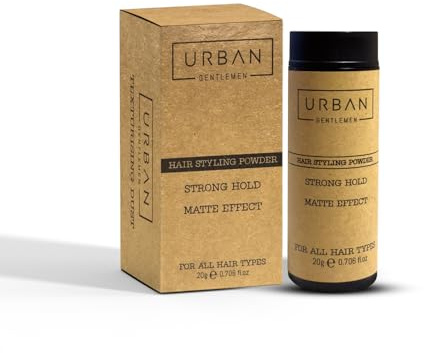 URBAN GENTLEMEN Hair Styling Texturising Powder - Instant Volume, Thickening and Style for All Hair Types, with Strong Matte Finish - Strong Hold 20g - Pack of 1