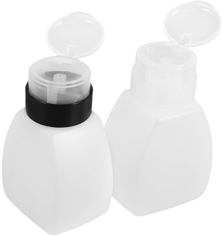 BIUDECO 2pcs Push down Refillable Pump Bottles for Nail Polish Remover and Makeup Design Portable Empty Dispenser for Travel Home and Salon Use