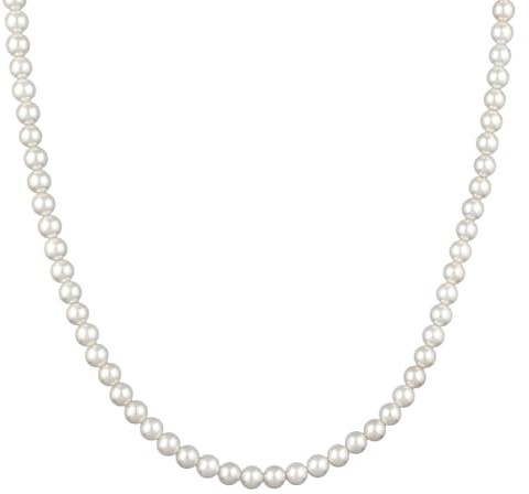 Kuzzoi Herren Halskette mit Muschelkernperlen (6 mm) für den Mann in 925 Sterling Silber Perlenkette handgefertigt Länge: 50 cm