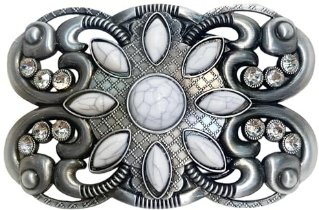 CHENNAN Böhmischer Stil Western Gürtelschnalle mit Stein Türkis | 38mm-40mm Oval Blumenförmiger Gürtelverschluss aus Synthetischer Türkis; Vintage Türkis Gürtelschnalle für Damen und Herren