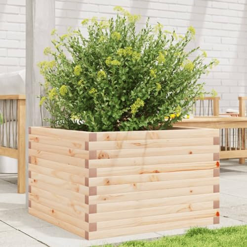Iiaky Jardinière 70x70x45,5 cm Bois de pin Massif,Jardiniere sur Pieds,Bac avec Treillis,Jardiniere Terrasse