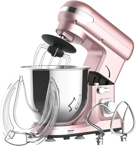 Stand Mixer, Food Mixer Dough Blender, 6.5L 1400W Electric Cake Mixer with Bowl, Beater, Dough Hook, Whisk, Mixers for Baking 6 Speed with Pulse Setting, Splash Guard