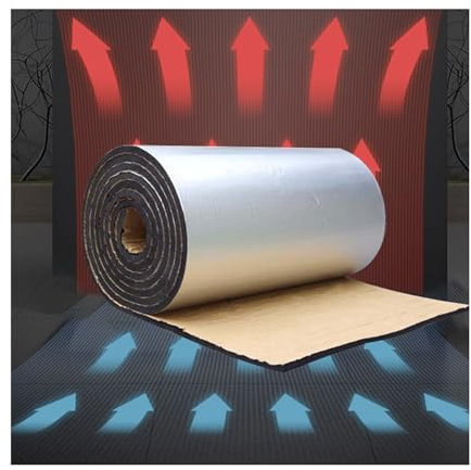 Rouleau d'isolation pour radiateur, Feuille d'aluminium à Bulles, Autocollant, Isolation phonique, imperméable et Thermique, Facile à Installer (10 mm (épaisseur), 4 m²)