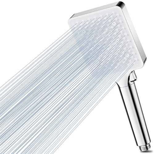 Magichome High Pressure Shower Head with 6 Spray Modes, Power Handheld Shower Head for Low Water Pressure, Easy Installation & Chrome Finish (Pearl White Panel)