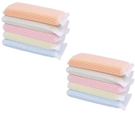 Veemoon 10pcs Scouring Pad Sponge Scrubber Kitchen Cleaning Cloths for Dishes Bathroom Windows and Hard Surfaces Soft Highly Absorbent Gentle Hands Multi-Purpose Household Use Random Color