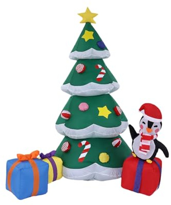 Aufblasbarer Weihnachtsbaum 180cm (5.9ft) Mit LED-Beleuchtung, Inflatable Weihnachtsdekoration Für Garten, Vorgarten, Terrasse, Wohnzimmer, Festtagsparty, Outdoor & Indoor Deko
