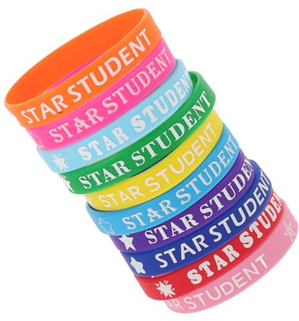 COOPHYA 10 Stück Star Student Silikonarmbänder Bunte Stern Belohnung Armbänder für Schüler Schulaktivitäten Weiche Kinderarmbänder für Klassenzimmer Motivation und Zusammenhalt