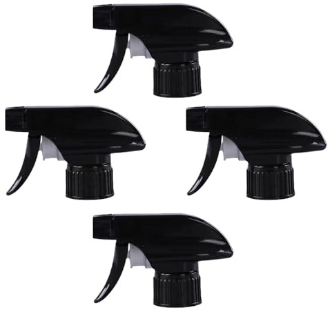 BE-TOOL 4 Pack Spray Bottle Nozzle Replacement, Black Trigger Sprayer Heads Plastic Sparyer Mist Nozzles for Home Garden Watering Cleaning - B