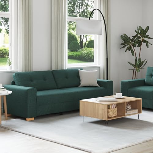 RMIHSJG 2-teiliges Sofa Set Zweisitzer und Sessel mit strahlend gelbem Bezug und bequemen Plüschkissen, robuster Holzrahmen, abnehmbare Bezüge, modernes Design für Wohnzimmer,
