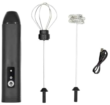 Montalatte elettrico portatile Frullino for le uova Schiumatore Caffettiera Frullatore Mixer Mini utensile da cucina(Black2-1)