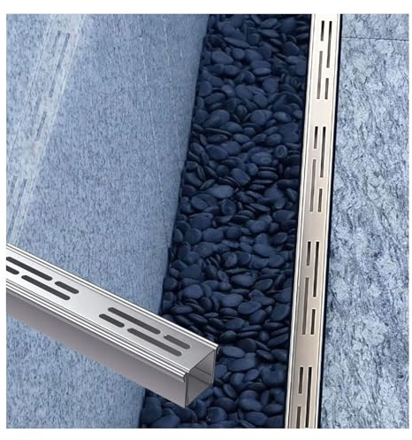 ZHENGQIAN Canalina Scarico Acqua piovana Esterno,Canaletta di Scolo Acqua Carrabile,Canale di Drenaggio Esterno con Griglia in Acciaio Inossidabile Rimovibile,Canaletta Doccia(H8*W20CM/H3.15*W7.87IN)
