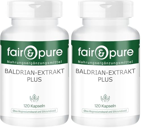 Fair & Pure® - Valeriana Complex Plus - Extracto de Valeriana - Vegano - Con Lúpulo y Melisa - Puro - 120 Cápsulas (Paquete de 2)