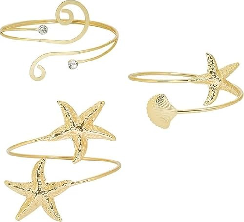 Bracelet Bras, Bracelet Bras Femme, Bracelets de Bra, Bracelets Bra Ouverture Réglable Or, Réglable Minimaliste Ensemble Braceletes, Bohème Doré Bijoux Brass, pour les Mariages et les Fêtes (Or B)