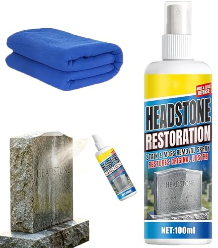 Spray nettoyant et rénovateur pour pierres tombales, idéal pour le granit et les stèles funéraires. Élimine la saleté et est très efficace pour préserver les monuments commémoratifs. (1Pcs)