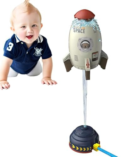 Rocket Wassersprinkler, Cartoon 360° Rotation Raketensprinkler, Lustiges Garten Wasserstrahl Rakete, Wasserdruckhebe Sprinkler Spielzeug, für Rasen, Garten, Hof, Pool-Party