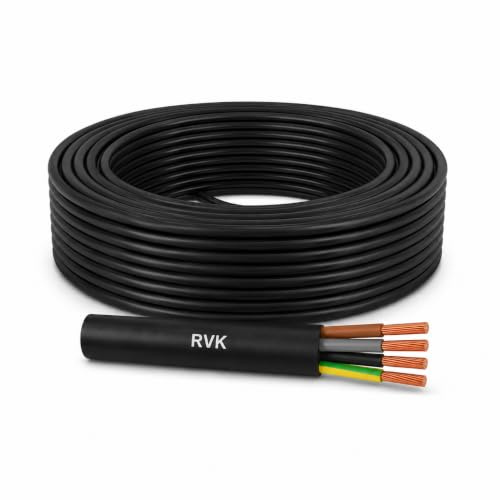 WEBMATEL Cable RV-K 4x1,5mm² 0.6/1kV 25 Metros - Manguera RVK Tetrapolar Exterior Negro - Instalaciones Interiores y Exteriores