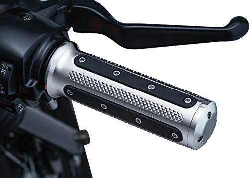 Kuryakyn 6120 Motorrad Lenkerzubehör: Heavy Industry Griffe mit Endkappen für Dual-Kabel-Gashebel 1982-2019 Harley-Davidson Motorräder, Chrom, 1 Paar