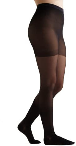 EvoNation Damen-Kompressionsstrumpfhose, hergestellt in den USA, 20–30 mmHg, fester Druck, medizinische Qualität, hohe durchsichtige Stützstrümpfe – beste Durchblutung, Größe L, Schwarz