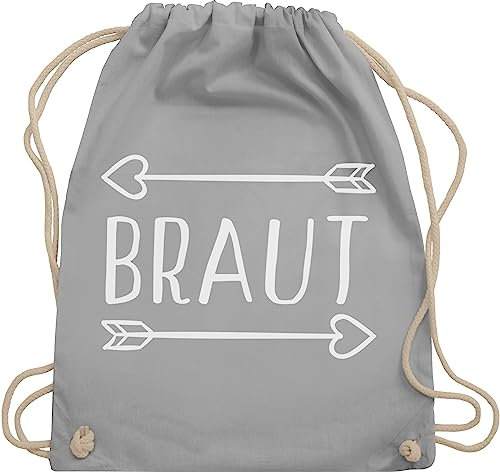 Turnbeutel Rucksack - JGA Junggesellenabschied Frauen - Braut Pfeile - Unisize - Hellgrau - utensilien junggesellinnenabschied brauttaschen bachelorette party turnsack jungesellinnenabschied outfit