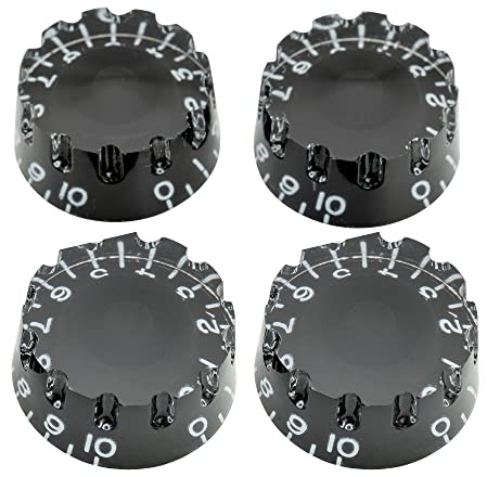 Musiclily Pro Imperial Inch Size Bouton de Potentiomètre Speed Knobs Cranté pour USA Les Paul Style Guitare électrique, Noir(Lot de 4)