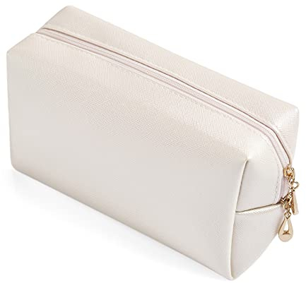 Kosmetiktasche aus PU-Leder für Damen, minimalistisch, Make-up-Tasche für den täglichen Gebrauch, tragbare Aufbewahrungstasche, kleine ordentliche Kosmetiktasche, wasserabweisend, Kulturbeutel für