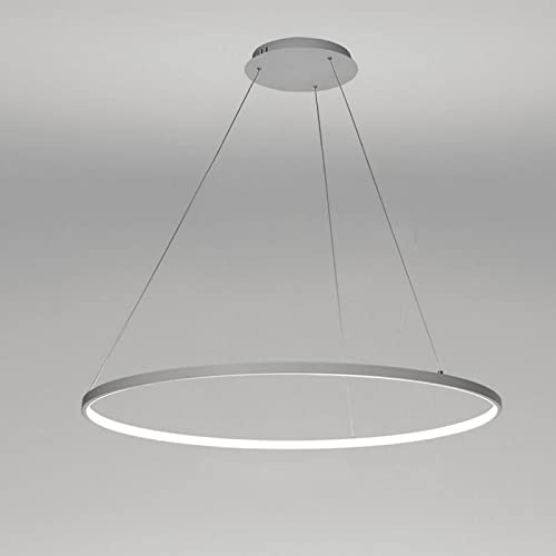 MHXZKHL Kreis LED Pendelleuchte, Modern Einfach Metall Insel Lüster Verstellbar Hängelampe Deckenbeleuchtung Für Wohnzimmer Esstisch,White+3 Color Light-40cm 25W