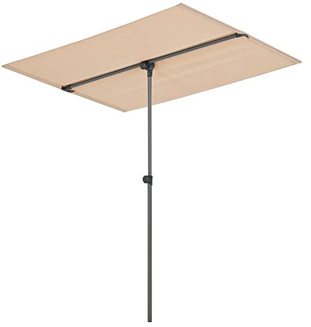 pro.tec Balkonblende Carsoli 180 x 130 cm Gartenschirm 360° drehbar Sonnenschirm UV 50+ wasserfest Balkonschirm rechteckig Sandfarben