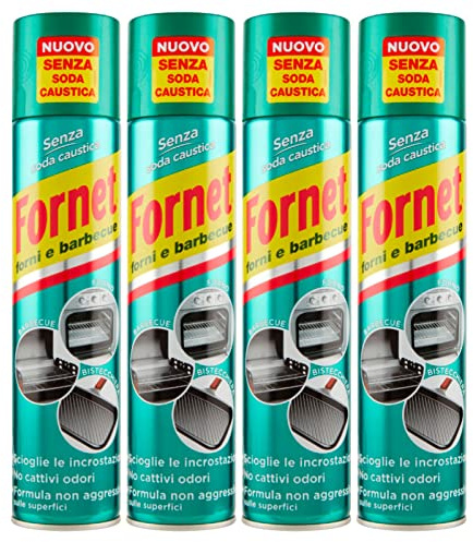 Fornet - Fettlöser Spray für Ofen und Grill, nicht aggressive Formel, ohne Ätznatron, 300 ml, 4 Stück