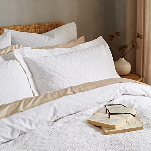 Bianca Fine Linens - Juego de 2 Fundas de Almohada con Cierre de sobre, algodón, 50 x 75 cm + Borde, Color Blanco