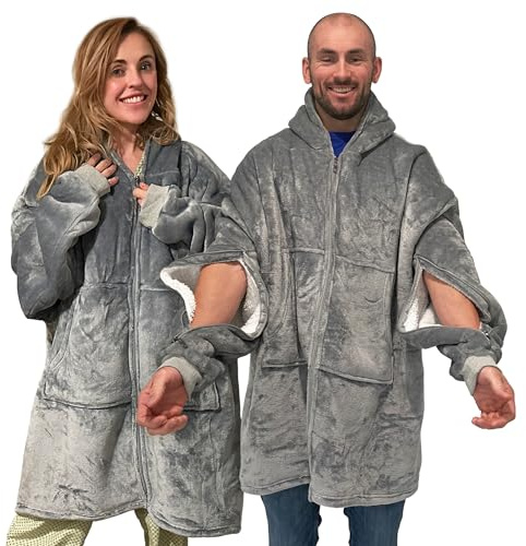Dialyse-Sweatshirts mit Arm-Reißverschluss, übergroße tragbare Decke, Dialyse oder Chemotherapie, Doppelarm- und Brustzugang