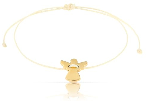 Made by Nami Schutzengel Armband Damen & Mädchen - Handgemachtes Engel Armbändchen - Freundschaftsarmband mit Engelchen Anhänger - Engel Armkette - Inkl. Geschenk - Verpackung (Beige Gold)