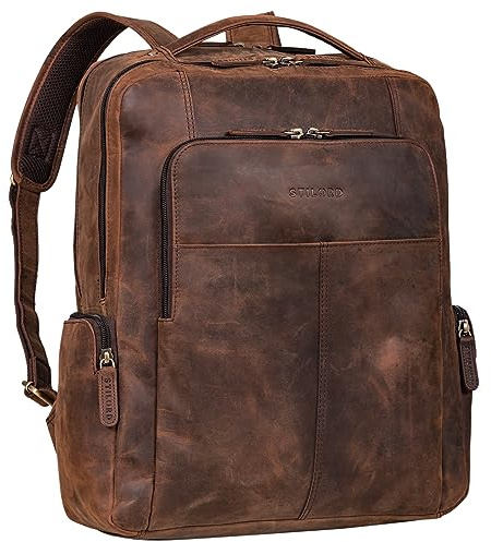 STILORD Sigrid Zeitloser Leder Rucksack mit Laptopfach 17 Zoll Arbeitsrucksack Damen Business Rucksack Herren Echtleder Lehrerrucksack Farbe:Zamora - braun