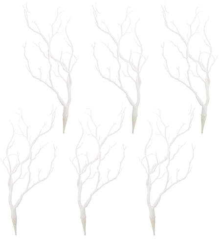 VINTORKY 6st Faux Geweih Zubehör Kunst- -geweih-Zweig Vasendekor Künstliche Geweihzweige Kitzohren Stirnband Hirschohren Stirnband Vasenfüllung Mit Plastik Pflanzenstamm Weiß Anlage