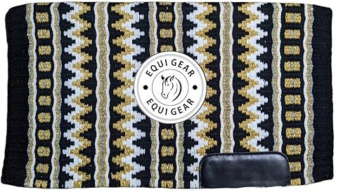 EQUIGEAR Western Show Horse Satteldecke aus neuseeländischer Wolle, Western-Design, handgefertigte Satteldecke, Wollpolster, Sensor Flex (Anpassung möglich), WZ94 (34x34)