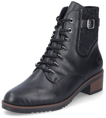 Rieker Damen Schnürstiefeletten Y0500, Frauen Stiefeletten,halbstiefel,Kurzstiefel,uebergangsschuhe,uebergangsstiefel,schwarz (00),39 EU / 6 UK
