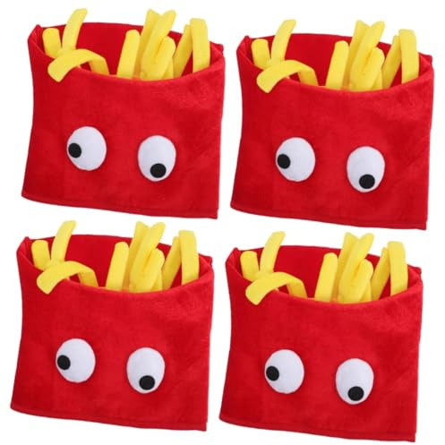Toyvian Rucksack Für Plüschtier 4 Stück Pommes-frites-hut Kostümpartyhut Cosplay-kappe Cosplay-outfits Mützen Senf Hüte Food-art- Kostüm Partyhüte Für Erwachsene Kröte Niedlich Tuch