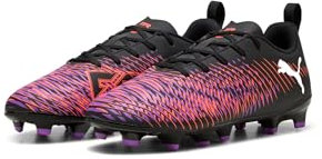 PUMA Future 8 Play FG/AG JR, Unisex Fussballschuh, PUMA Black-PUMA White-Glowing RED,