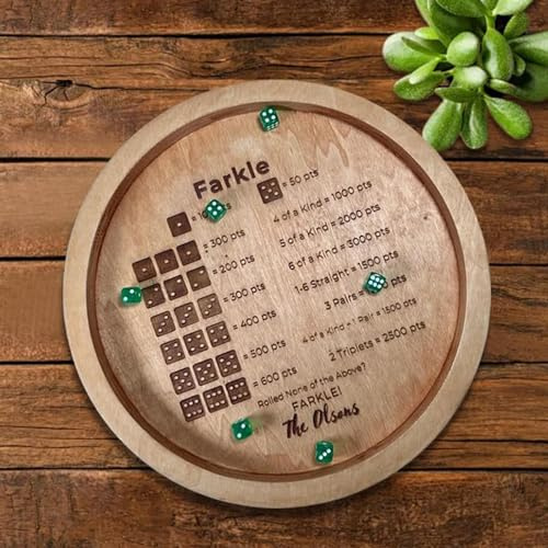Farkle-Würfeltablett, 35,6 cm (14 Zoll) großes Würfeltablett aus für das Klassische Farkle-Würfelspiel mit Tablett, Farkle-Würfeltablett mit Punktestand, Würfeltablett zum Rollen für Familien