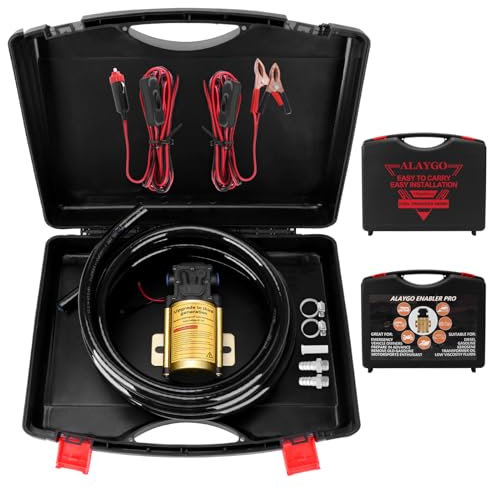 12 V Fuel Gasoline Transfer Pump Kit, Transfers Up to 125 Gallons of Gasoline Diesel Or Water per hour,Great for Vehicles, Boats, Equipment(No Working Temperature During Oil Pumping Process)
