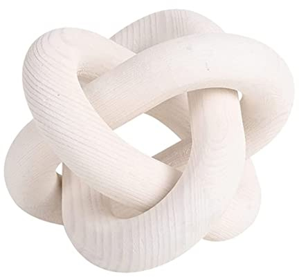 Decoración de eslabones de cadena de madera Decoración de nudo de madera de 3 eslabones blancos Nudo de cadena decorativo tallado de 6 pulgadas para decoración de mesa de café Decoración de mesa de ca