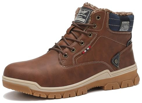 ARRIGO BELLO Stivali Uomo Invernali Scarpe Inverno Calda Foderato Montagna Antiscivolo Trekking Boots Scarponcini Neve Taglia 41-46EU (B-Marrone, 42)