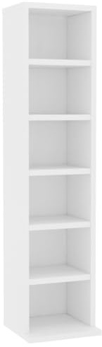 CD-Regal Weiß 21x20x88 cm, 6 offene Fächer, Modern, Holzwerkstoff